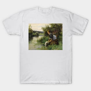 Laundress by the Water's Edge by Daniel Ridgway Knight T-Shirt